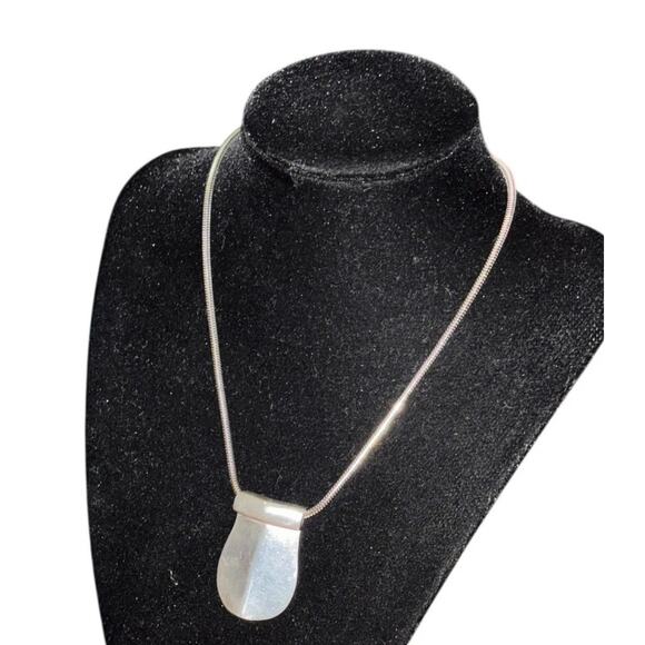 Vintage Alexis Kirk Modernist Pewter Pendant Necklace Sculptural Retro Statement - Picture 1 of 5